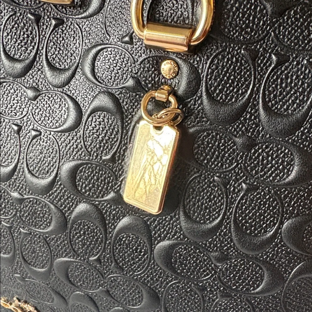 Coach Black Signature Embossed Dome Satchel - Picture 3 of 10